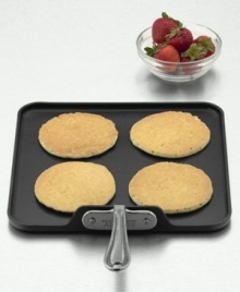 Just the pan for whipping up hearty pancake-and-bacon breakfasts, this square griddle is part of All-Clad's LTD collection. Constructed of heavy-gauge, hard-anodized aluminum with a pure aluminum, heat-conducting core and a durable, Quantum non-stick coating. Its extra-long, stainless steel handle is designed to stay cool during use. Hand washing recommended. Carries a limited lifetime warranty. Just the pan for whipping up hearty pancake-and-bacon breakfasts, this square griddle is part of All-Clad's LTD collection. Constructed of heavy-gauge, hard-anodized aluminum with a pure aluminum, heat-conducting core and a durable, Quantum non-stick coating. Its extra-long, stainless steel handle is designed to stay cool during use. Hand washing recommended. Carries a limited lifetime warranty.