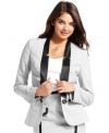 Boy-chic: contrast-color satin trims add tuxedo style to this tailored blazer from XOXO!