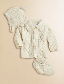 A preppy cable knit lends timeless polish to a hat-and-mitten set rendered in soft merino wool.Hat has attached chin strapMittens have ribbed foldover cuff and decorative buttonsMerino WoolMachine washImported A preppy cable knit lends timeless polish to a hat-and-mitten set rendered in soft merino wool.Hat has attached chin strapMittens have ribbed foldover cuff and decorative buttonsMerino WoolMachine washImported