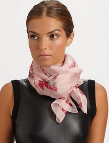 The requisite skull print gets a pretty makeover with bold flowers on a sumptuous silk chiffon wrap.SilkAbout 55 X 55Dry cleanMade in Italy The requisite skull print gets a pretty makeover with bold flowers on a sumptuous silk chiffon wrap.SilkAbout 55 X 55Dry cleanMade in Italy