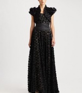 Offering tantalizing texture, a silk bolero with a stand collar and avant-garde sleeves.Stand collarCap sleevesOpen frontFully linedAbout 15 from shoulder to hemSilkDry cleanImportedModel shown is 5'10 (177cm) wearing US size 2. 