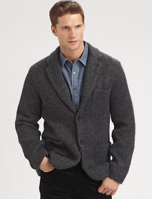 Better suited for after hours, this chunky wool-blend knit will provide endless luxury and warmth each chilly evening, weekend and beyond.Button-frontChest, waist patch pocketsRear vent60% acrylic/30% wool/10% viscoseDry cleanImported Better suited for after hours, this chunky wool-blend knit will provide endless luxury and warmth each chilly evening, weekend and beyond.Button-frontChest, waist patch pocketsRear vent60% acrylic/30% wool/10% viscoseDry cleanImported