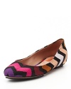 Missoni's iconic zig-zag make colorful tracks over these shapely flats.