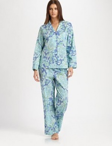 EXCLUSIVELY AT SAKS. A paisley motif in relaxing hues defines this timeless cotton silhouette with solid trim piping. Notch collarButton front closuresLong sleevesTrim pipingElastic waistbandCottonMachine washImported EXCLUSIVELY AT SAKS. A paisley motif in relaxing hues defines this timeless cotton silhouette with solid trim piping. Notch collarButton front closuresLong sleevesTrim pipingElastic waistbandCottonMachine washImported
