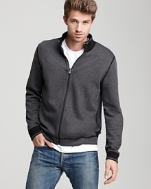 The Cannobio track jacket reverses from solid to print and back again for sporty, versatile style with a sleek, modern sensibility. The Cannobio track jacket reverses from solid to print and back again for sporty, versatile style with a sleek, modern sensibility.
