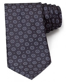 Reserve this classic tie with its delicate pattern of mandalas for when you need an extra powerful dose of refinement. In tonal blue Italian silk from Canali. Reserve this classic tie with its delicate pattern of mandalas for when you need an extra powerful dose of refinement. In tonal blue Italian silk from Canali.