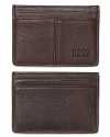 Maintain your slim silhouette with a fine leather card holder that holds all your essentials without weighing you down.