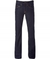 A very special piece: stylish jeans from the California denim specialists True Religion - In dark blue, unwashed cotton - Modern low rise, sits on the hips - Classic 5-pocket cut with back flap pockets and accentuating contrast stitching - Straight cut (straight leg fit) - Zip close - Pair with a cool T-shirt and leather jacket - Also fits with a blazer and cool boots