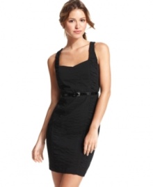 Finely ruched and perfectly nipped-in, this little black dress from XOXO is a great look for your more formal affairs!