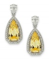 Canary yellow sings in this pave-framed set of drop earrings from Eliot Danori. Crafted from silver-tone brass and cubic zirconia (12 ct. t.w.), and surrounded by sparkling accents, the earrings make a bold statement. Approximate drop: 1 inch.