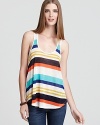 Hyper-bright stripes make a bold impact on this summer-perfect Vintage Havana tank.