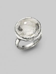 From the Lollipop Collection. A round clear quartz, richly faceted, in a bold hammered setting of sterling silver. Clear quartz Sterling silver Diameter, about ¾ Imported From the Lollipop Collection. A round clear quartz, richly faceted, in a bold hammered setting of sterling silver. Clear quartz Sterling silver Diameter, about ¾ Imported