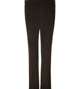 Lend some dandyish style to your office or off-duty look with these versatile corduroy pants from Baldessarini - Flat front with button tab, belt loops, on-seam pockets, back welt pockets with buttons, straight leg with crease details - Style with a matching blazer or a cashmere pullover and a leather jacket