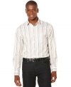 Stripe it up with this handsome Perry Ellis slim fit button down shirt.