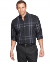 This tonal plaid shirt from Calvin Klein shakes up the minimalist's wardrobe of solids.