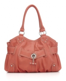 This luxurious Nine West take on the classic satchel is rich with subtle details for effortless sophistication. This luxurious Nine West take on the classic satchel is rich with subtle details for effortless sophistication.