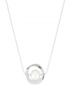 Classic meets contemporary in this pendant necklace from Robert Lee Morris. Crafted from silver-tone mixed metal and featuring a simulated pearl accent centered in a geometric shape, the pendant updates a timeless style. Approximate length: 18 inches + 3-inch extender. Approximate drop: 1 inch.