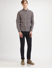 A richly, sophisticated plaid is shaped in fine cotton for an updated classic look.ButtonfrontButtoned down collarCottonMachine washImported