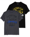 Sporty vibe with a stylish edge. Get the best of both worlds in this cool graphic tee from Trukfit.