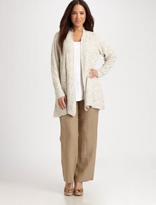 A soft, feminine design with easy, open front for a modern look.Open-front designLong sleevesAbout 32 from shoulder to hem48% linen/37% viscose/15% nylonDry cleanImported A soft, feminine design with easy, open front for a modern look.Open-front designLong sleevesAbout 32 from shoulder to hem48% linen/37% viscose/15% nylonDry cleanImported