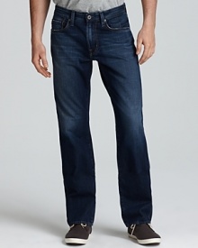 Distressed details at the pocket and allover fading lend authenticity to these modern, straight leg jeans that look good dressed up or down. Distressed details at the pocket and allover fading lend authenticity to these modern, straight leg jeans that look good dressed up or down.