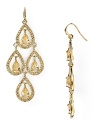 Dress up a simple look or go all out and sparkly with this pair of gleaming chandelier earrings from Carolee. This pair features crystal-adorned teardrops for a dramatic dangle.