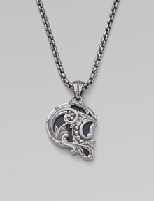 From the No Regrets Collection. It's shaped like a skull in profile, but this pendant is graceful rather than ghoulish, with swirls and curves of sterling silver and inlays of black onyx.Black onyx Sterling silver Necklace length, about 24 Pendant length, about 1 each Lobster clasp Imported From the No Regrets Collection. It's shaped like a skull in profile, but this pendant is graceful rather than ghoulish, with swirls and curves of sterling silver and inlays of black onyx.Black onyx Sterling silver Necklace length, about 24 Pendant length, about 1 each Lobster clasp Imported