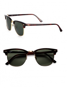 Vintage-inspired frames with retro-chic appeal with gold-tone pin accented temples. Available in dark tortoise frames with crystal green frames.Metal/plastic100% UV ProtectionMade in Italy Vintage-inspired frames with retro-chic appeal with gold-tone pin accented temples. Available in dark tortoise frames with crystal green frames.Metal/plastic100% UV ProtectionMade in Italy