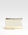 Sumptuous leather with a subtle metallic sheen, crafted in a sleek frame-top bag.Chain shoulder strap, 22¼ dropTop clasp closureOne inside open pocketFully lined8½W X 5½H X 1¼DMade in Italy