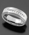 Top of the class. This ring features a row of round-cut diamonds (1/4 ct. t.w.) set in tungsten.