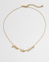 An inspirational French saying on a delicate link chain. 12k goldplated brassLength, about 16Lobster clasp closureImported 
