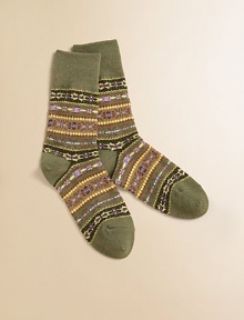 Colorful pattern is woven with a luxurious blend of stretch cotton.Mid-calf height45% cotton/44% nylon/8% other fibers/2% rubber/1% spandexMachine washImported Colorful pattern is woven with a luxurious blend of stretch cotton.Mid-calf height45% cotton/44% nylon/8% other fibers/2% rubber/1% spandexMachine washImported
