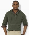 A classic Henley shirt in soft, fine-ribbed cotton channels sporty style in a hooded silhouette.
