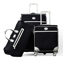 Carry on with four multi-direction wheels makes for easy travel. Features two handles (one retractable); one front zipper compartment. One rear compartment. Carry on with four multi-direction wheels makes for easy travel. Features two handles (one retractable); one front zipper compartment. One rear compartment.