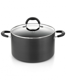 Crafted for your convenience. A hard-anodized aluminum stock pot features a superior nonstick finish that promotes healthier cooking, a fast, even heat-up and a quick clean-up. The tempered glass lid with steam vent locks in flavor and moisture for incredibly tender meals. Limited lifetime warranty. Crafted for your convenience. A hard-anodized aluminum stock pot features a superior nonstick finish that promotes healthier cooking, a fast, even heat-up and a quick clean-up. The tempered glass lid with steam vent locks in flavor and moisture for incredibly tender meals. Limited lifetime warranty.