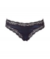 Stylish thong in a fine, dark blue silk blend - really comfy thanks to the stretch - luxurious lace look - with comfortable wide hip band - perfect, snug fit - stylish, sexy, seductive - goes under (almost) all outfits