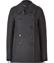 Classically refined style is effortlessly achieved with Belstaffs chic update on the tried-and-true pea coat - Large spread collar, double-breasted silhouette, front button placket, flap pockets, zipper cuffs, flared fit - Style with jeans, a tee, and lace-up suede booties Classically refined style is effortlessly achieved with Belstaffs chic update on the tried-and-true pea coat - Large spread collar, double-breasted silhouette, front button placket, flap pockets, zipper cuffs, flared fit - Style with jeans, a tee, and lace-up suede booties