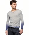 The color layering of this v-neck shirt from Armani Jeans sets chill tone to match your laid back vibe.