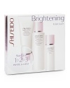 An introductory kit of Shiseido's White Lucent cleansing foam, softener, and day moisturizer with SPF. White Lucent skincare illuminates skin's natural beauty for a pure radiance that glows from within. The collection contains a Triple-Action Brightening System, preventing discoloration while visibly diminishing existing dark spots and uneven skin tone. This three-step daily brightening regimen includes 2.8 oz. Brightening Cleansing Foam, 3.3 oz.
