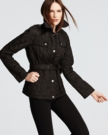 Classic in black, the Burberry Brit Craveden jacket offers a sturdy shield against unfriendly elements.