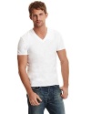 V-neck slub jersey tee shirt with small snap pocket at neckline.