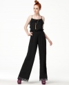 In a sheer chiffon fabric, channel the glam '70s in this Bar III wide-leg jumpsuit for standout soiree style!