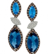 Sparkling and stunning. Le Vian's drop earrings, set in 14k white gold, dazzle with marquise-shaped blue topaz (5-9/10 ct. t.w.), and round-cut chocolate (3/4 ct. t.w.) and white (1/8 ct. t.w.) diamonds adding a lustrous touch. Approximate drop: 1-1/4 inches.