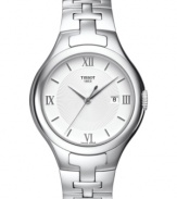 With alluring curves and timeless accents, this elegant watch from Tissot illustrates expert Swiss craftsmanship.