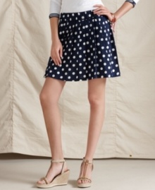 Pleats and polka dots join forces in this swingy skirt from Tommy Hilfiger. Pair it with a simple tee or a lightweight sweater for sporty style! Pleats and polka dots join forces in this swingy skirt from Tommy Hilfiger. Pair it with a simple tee or a lightweight sweater for sporty style!