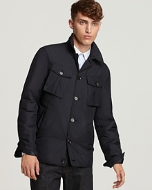 Leather elbow patches add a unique touch to the Burberry London Yoxford jacket, complete with plenty of pockets to store about-town essentials. Leather elbow patches add a unique touch to the Burberry London Yoxford jacket, complete with plenty of pockets to store about-town essentials.