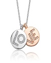 Two come together as one on this heartfelt platinum vermeil and sterling necklace from Crislu. Accented by delicate cubic zirconia stones, the discs spell L-O-V-E.