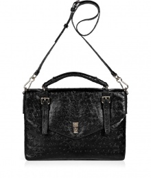 Show your laptop a little love with this sleek and sophisticated black bag from Marc by Marc Jacobs - Allover ostrich embossed detail - Adjustable, crossbody strap and short handle - Front flap with gold-tone turnlock closure and belt strap embellishment - Fully line, graphic print interior - Convenient open back pocket - Ultra-durable PVC material protects against dust, scratches and moisture - Ideal for work, play or anytime youre on the go Show your laptop a little love with this sleek and sophisticated black bag from Marc by Marc Jacobs - Allover ostrich embossed detail - Adjustable, crossbody strap and short handle - Front flap with gold-tone turnlock closure and belt strap embellishment - Fully line, graphic print interior - Convenient open back pocket - Ultra-durable PVC material protects against dust, scratches and moisture - Ideal for work, play or anytime youre on the go