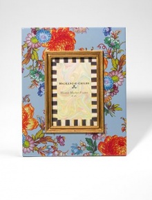 Exuberant flowers are a lovely way to frame a favorite face. Floral design on enameled steel Gilt inner molding Glass Accommodates a 4 X 6 photograph Overall, 9 X 11 Imported Exuberant flowers are a lovely way to frame a favorite face. Floral design on enameled steel Gilt inner molding Glass Accommodates a 4 X 6 photograph Overall, 9 X 11 Imported