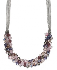 Floral hues and pretty sparkle, from c.A.K.e. by Ali Khan. This lovely necklace features rosette and multi-colored glass bead clusters with a multi-chain silver tone mixed metal setting. Approximate length: 18 inches + 3-inch extender. Floral hues and pretty sparkle, from c.A.K.e. by Ali Khan. This lovely necklace features rosette and multi-colored glass bead clusters with a multi-chain silver tone mixed metal setting. Approximate length: 18 inches + 3-inch extender.